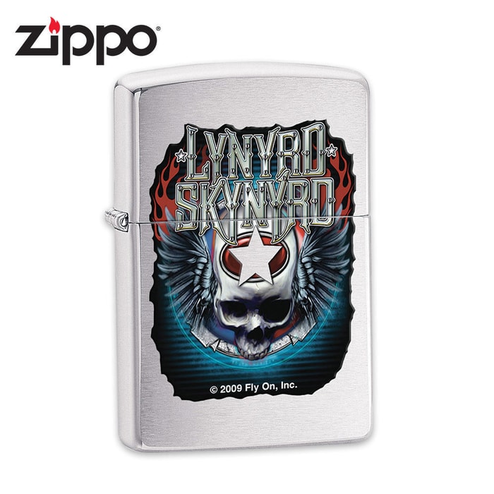 Zippo Lynyrd Skynyrd Skull & Star Brushed Chrome Lighter