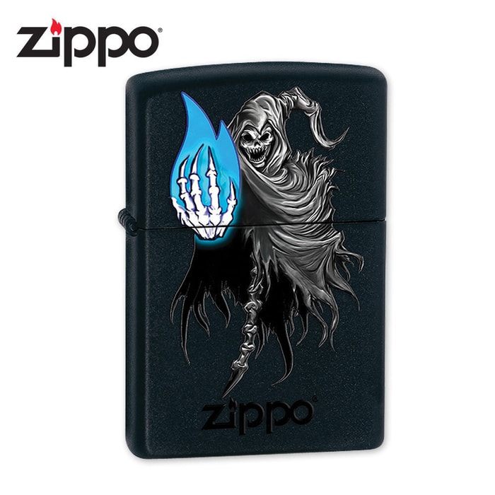 Zippo Ghostly Flame Black Matte Lighter