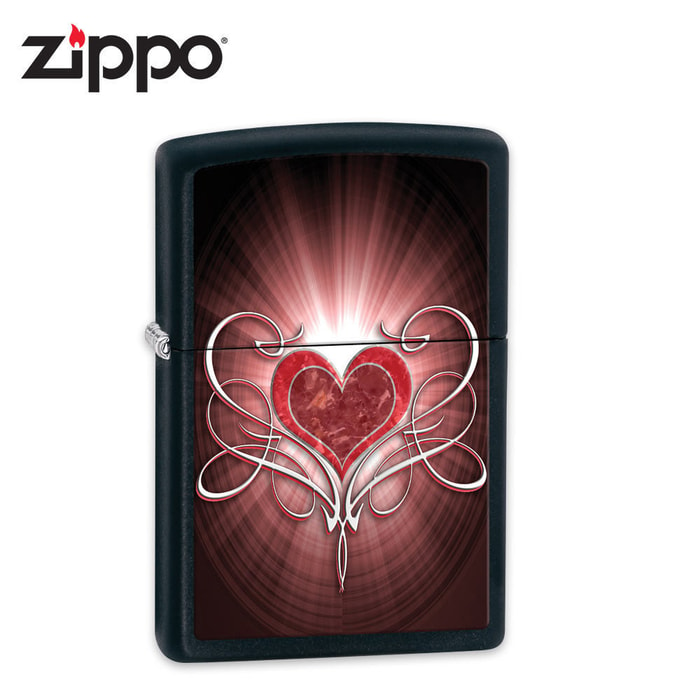 Zippo Heart Black Matte Lighter