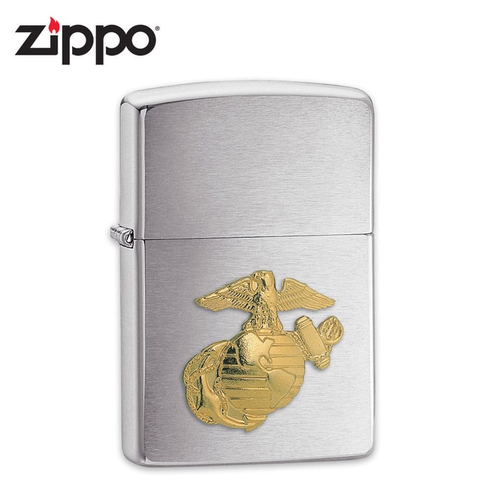 Zippo Marines Brushed Chrome Lighter