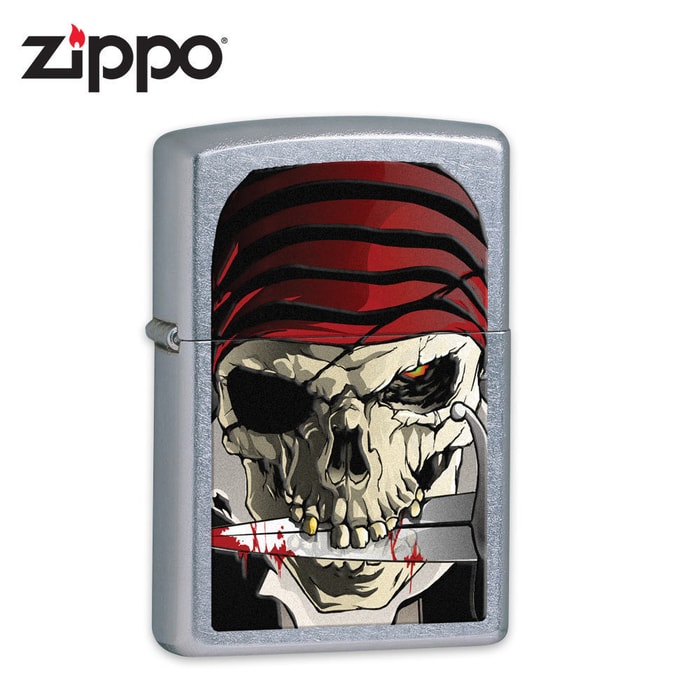 Zippo Pirate Skull Street Chrome Lighter