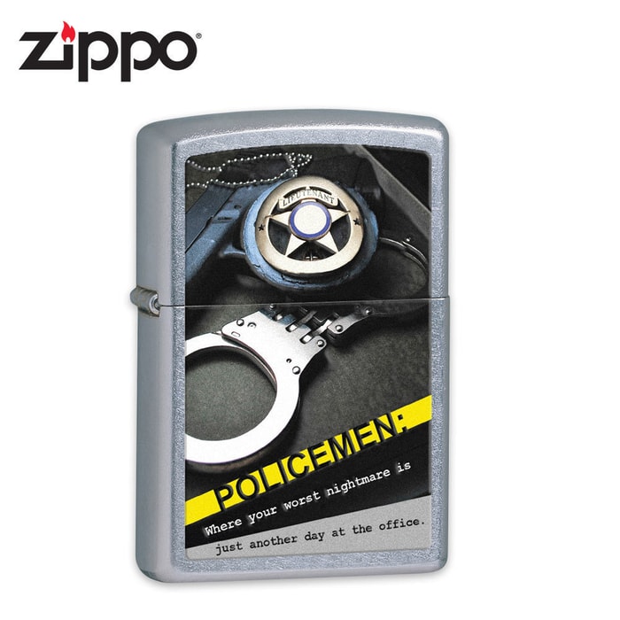 Zippo Police Badge Handcuff Street Chrome Lighter