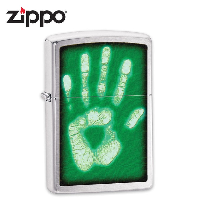 Zippo Identity Hand Print Brushed Chrome Lighter