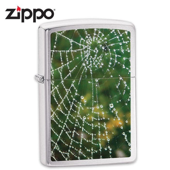 Zippo Splashed Spider Web Brushed Chrome Lighter