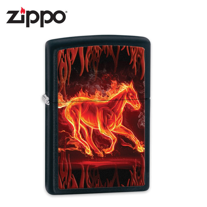Zippo Firey Horse Black Matte Lighter