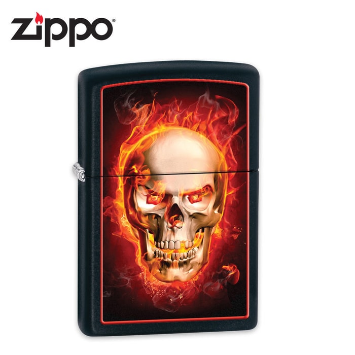 Zippo Firey Skull Black Matte Lighter