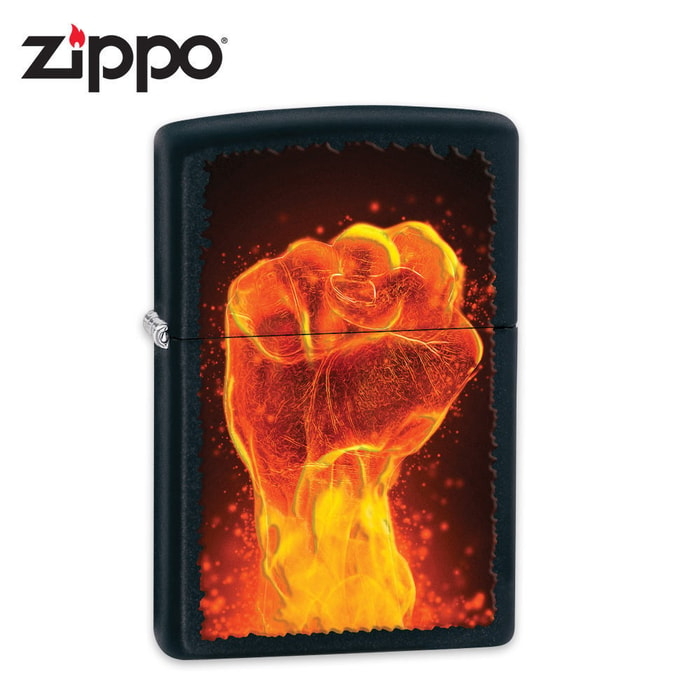 Zippo Firey Fist Black Matte Lighter