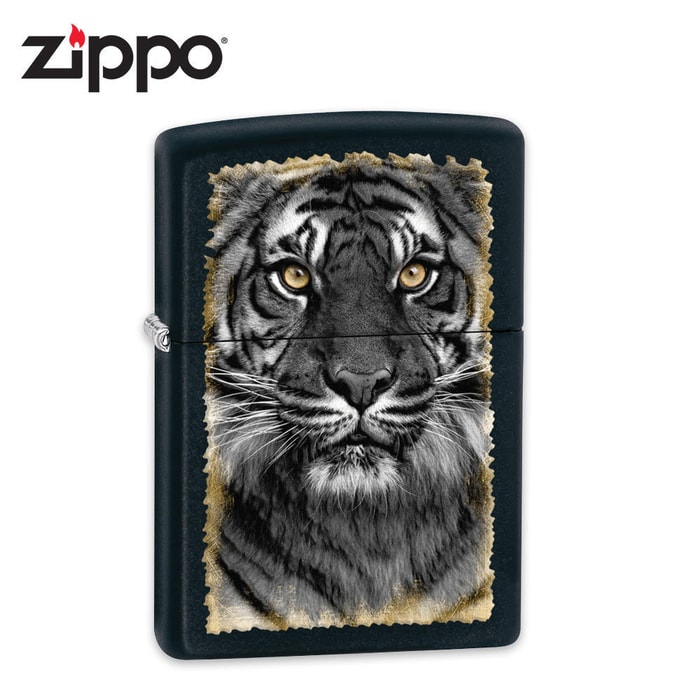 Zippo Tiger Face Black Matte Lighter