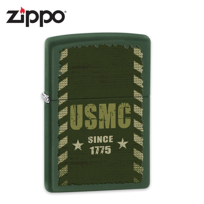 Zippo USMC Since 1775 Green Matte Lighter