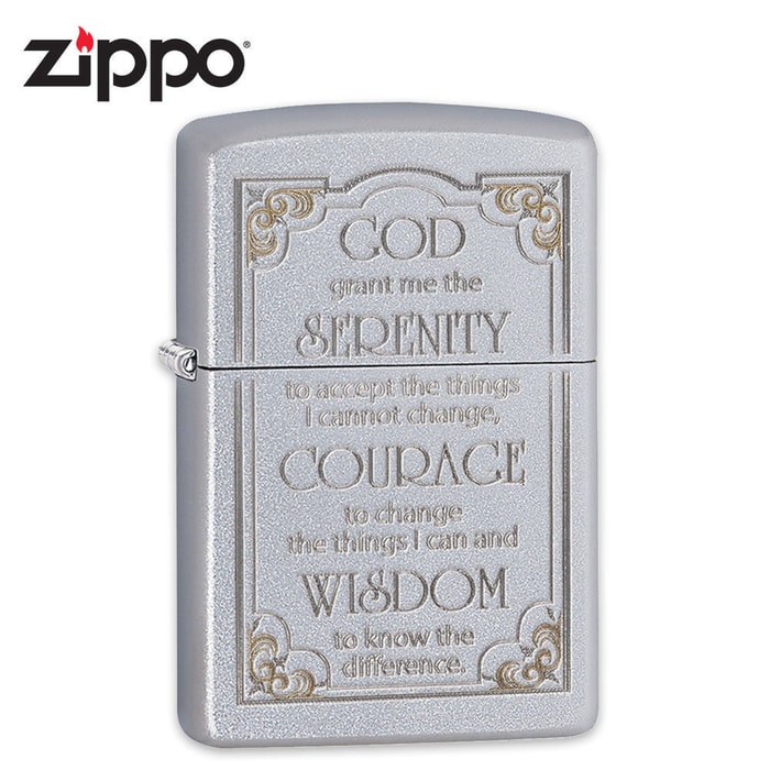 Zippo Serenity Prayer Satin Chrome Windproof Lighter