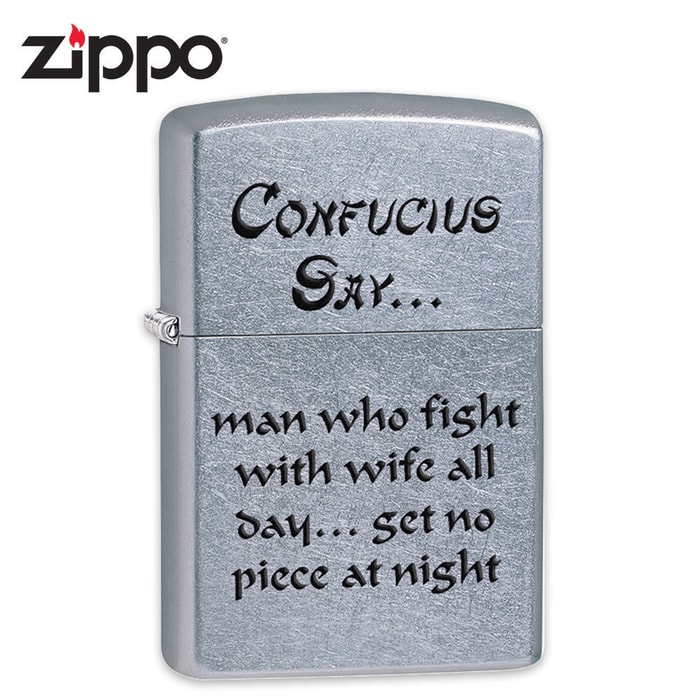 Zippo Street Chrome Confucius Say Man Wife Windproof Lighter