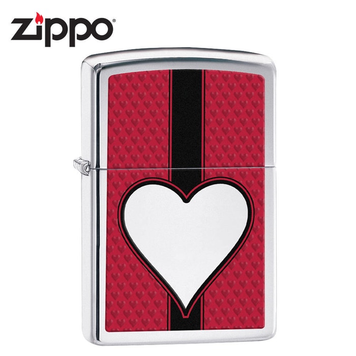 Zippo High Polish Chrome Heart Windproof Lighter