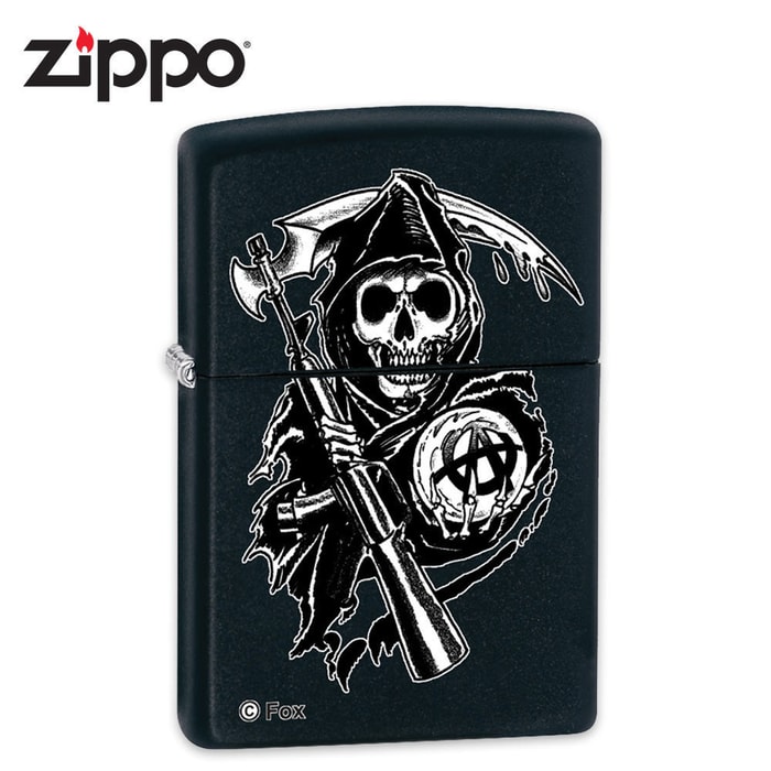 Zippo Sons Of Anarchy Skull Sickle Grim Reaper Black Matte Windproof Lighter