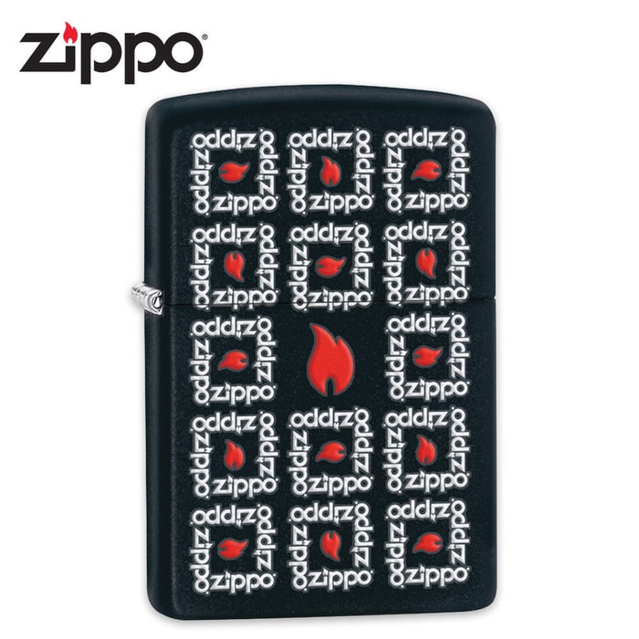 Zippo Black Matte Dancing Flames Windproof Lighter