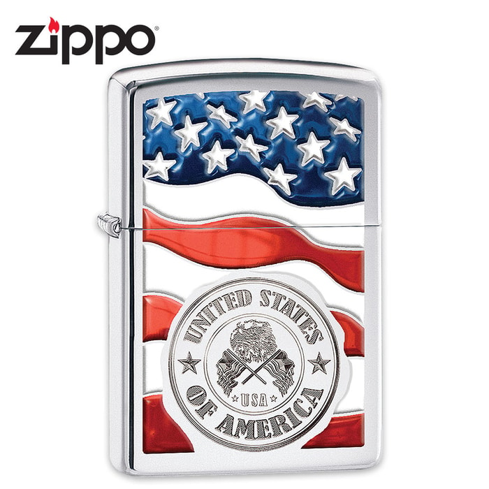 USA Flag And Seal Zippo Lighter