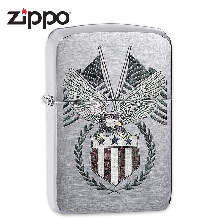 Zippo Classic Bald Eagle And Flags Lighter