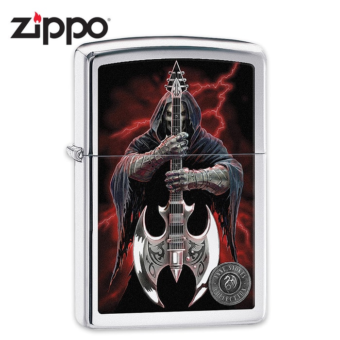 Zippo Anne Stokes Grim Reaper With Scythe Guitar Lighter
