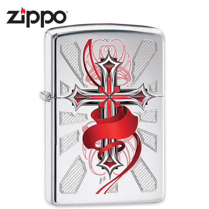 Zippo Cross With Red Accents Lighter