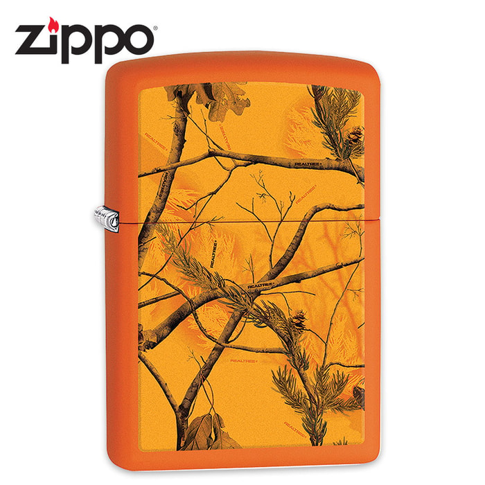 Zippo Real Tree AP Blaze Orange Lighter