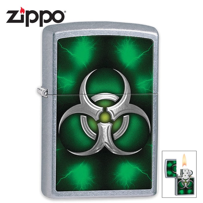 Zippo Biohazard Green Street Chrome