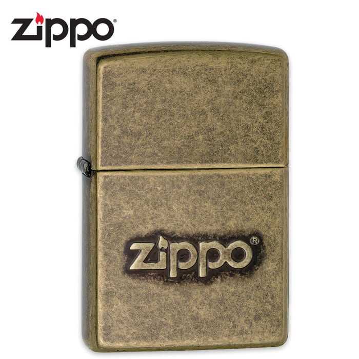 Zippo Antique Brass Logo - Lighter