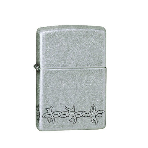 Zippo Barbed Wire Antique Silver Plate Lighter
