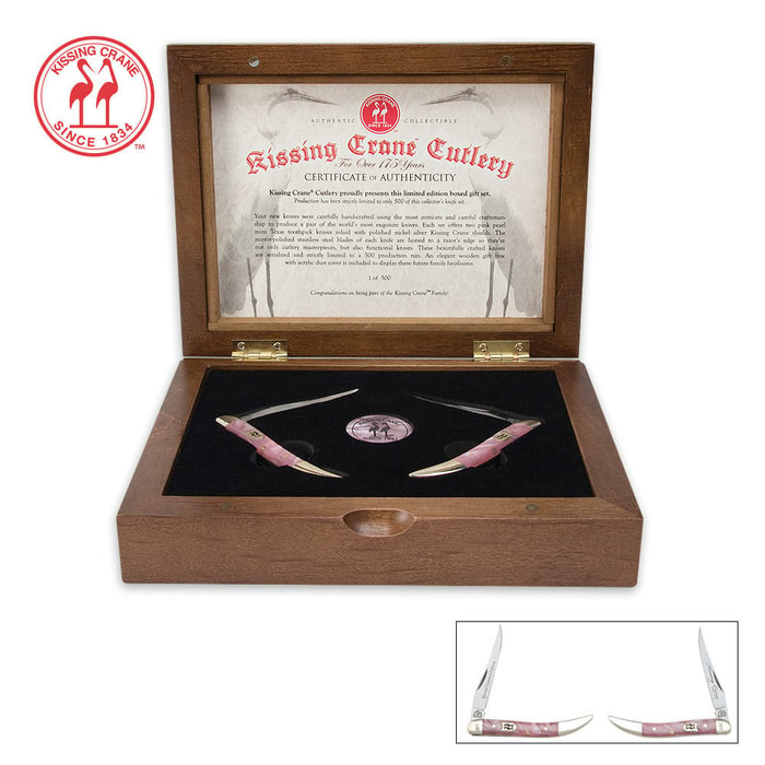 Kissing Crane Limited Pink Pearl Folding Knife Set