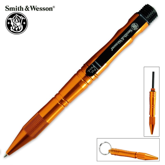 Smith & Wesson Survival Tactical Pen With Fire Striker Orange