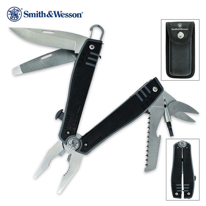 Smith & Wesson 15 Function Plier Knife & Screwdriver Multi-Tool With Sheath