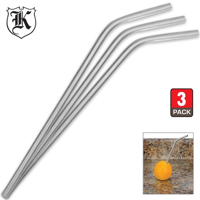 Stainless Steel Drinking Straws -  3-Pack