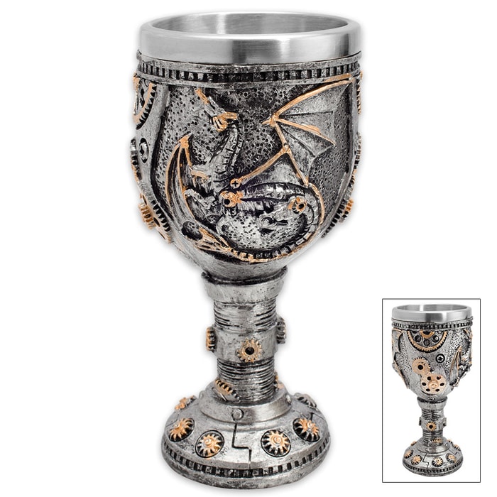 Steampunk Winged Dragon Goblet