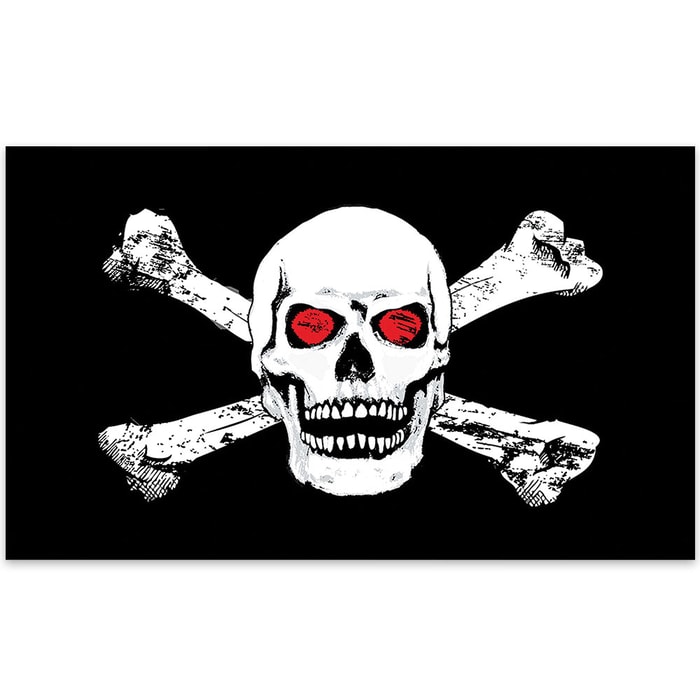 Jolly Roger / Skull and Crossbones Pirate With Red Eyes 3’ x 5’ Polyester Flag