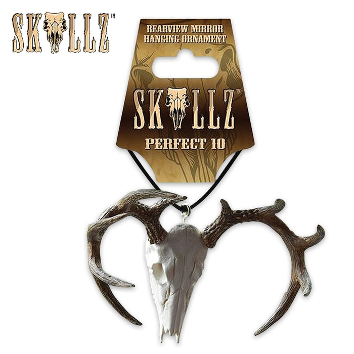 Skullz Perfect 10-Point Deer Skull Mirror Ornament