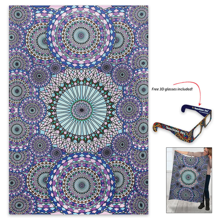 Purple Rings Of Water 3D Tapestry - 60”x90”