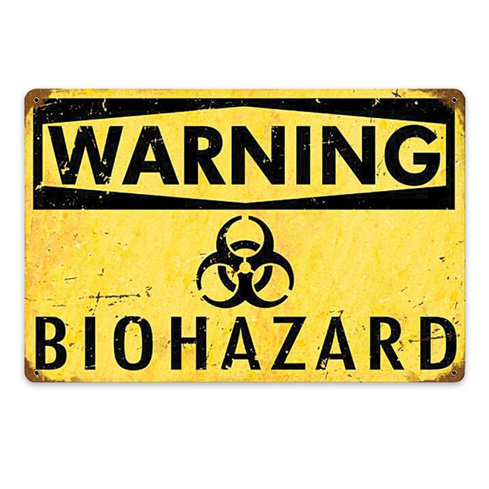 Warning-Biohazard Metal Sign