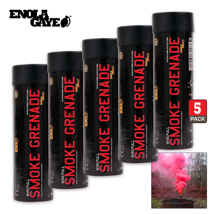 Wire Pull Smoke Grenades Red 5-Pack