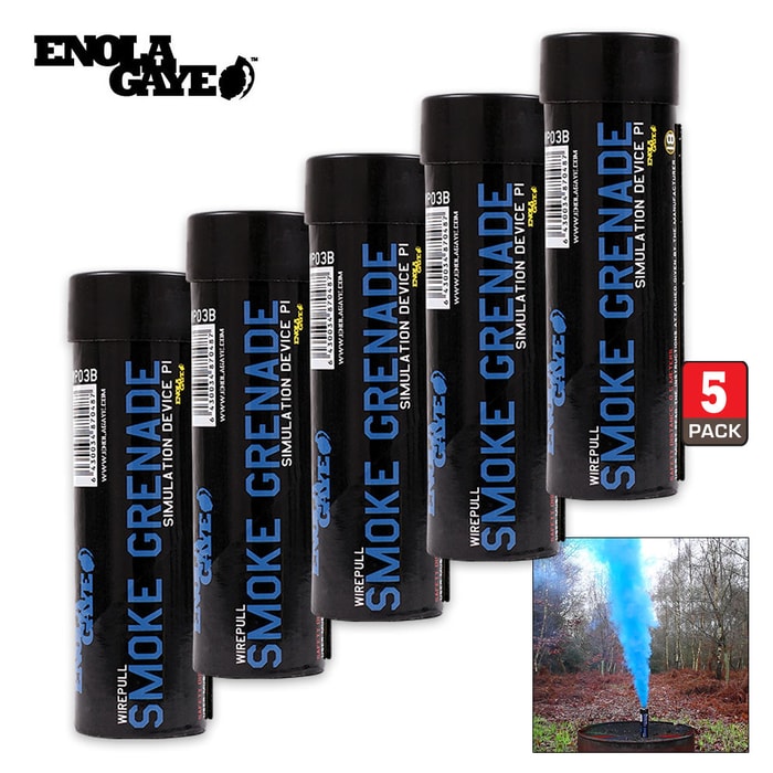 Wire Pull Smoke Grenades Blue 5-Pack