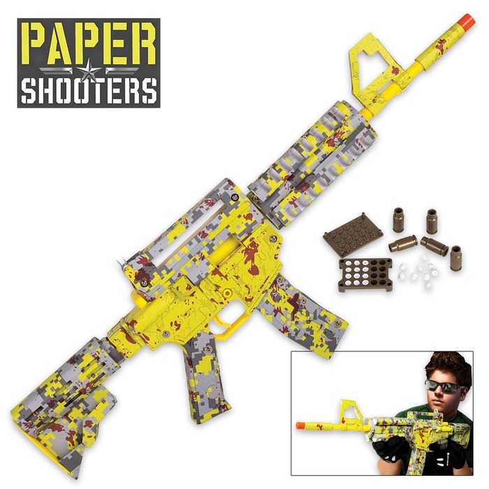 Paper Shooters Zombie Tactical Rifle-Style Yellow Digital Camo Skin Kit