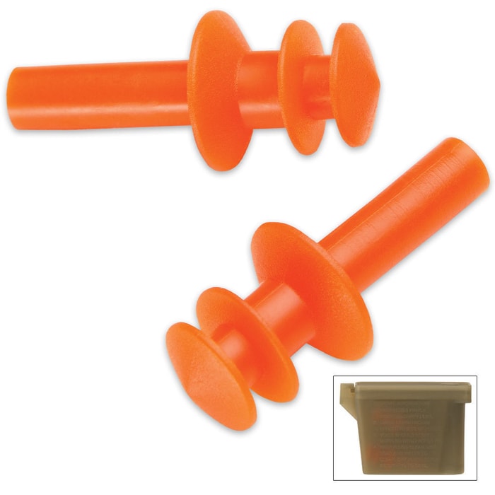 Military Issue G.I. Earplugs with Case & Chain