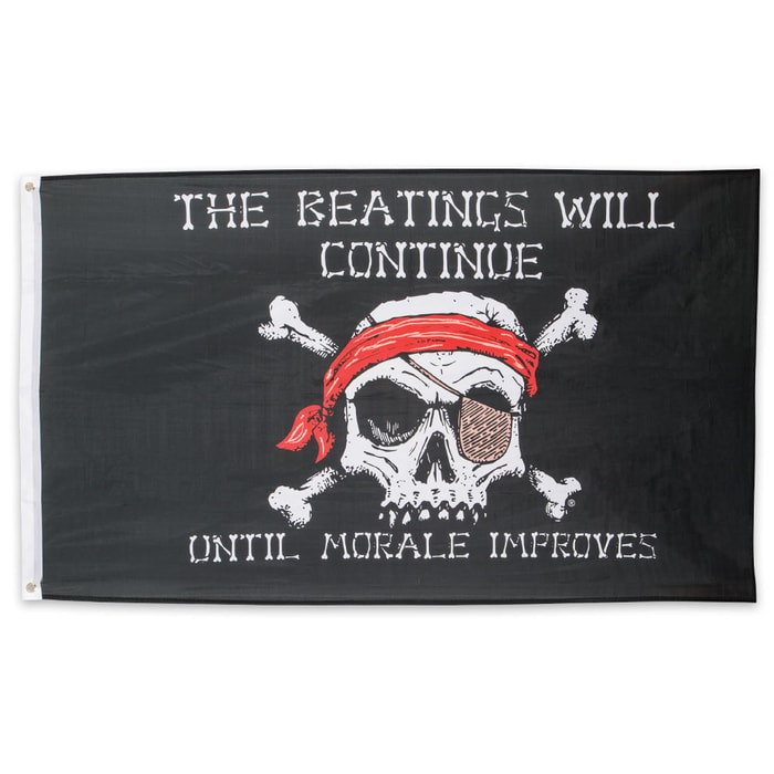Beatings Will Continue Pirate Flag - 3’ X 5’