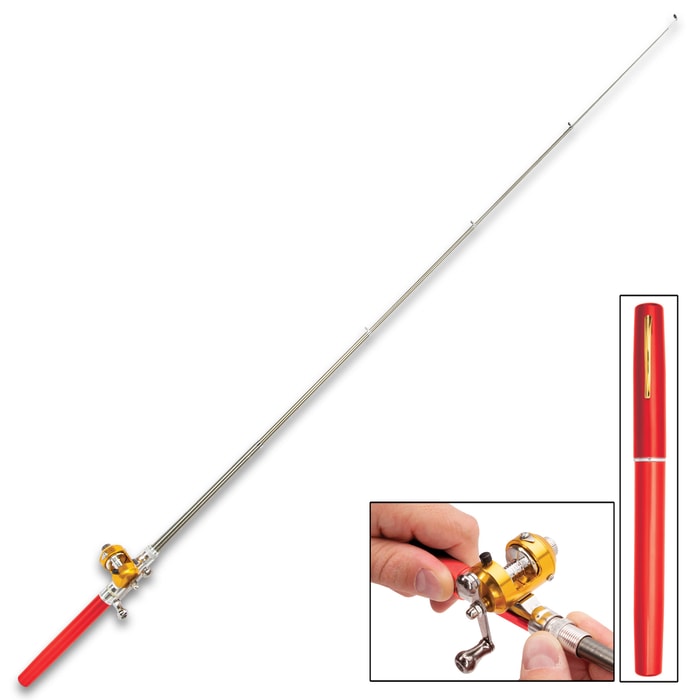Red Fishing Pen Compact Rod And Reel