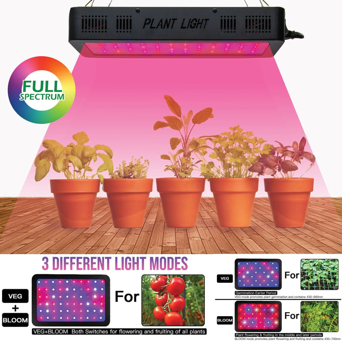 The 600-Watt LED Plant Growth Light allows you to give your indoor plants or container garden the light they need to thrive