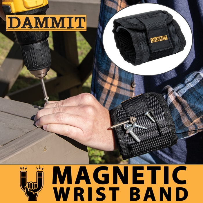 The Dammit Magnetic Wristband in use