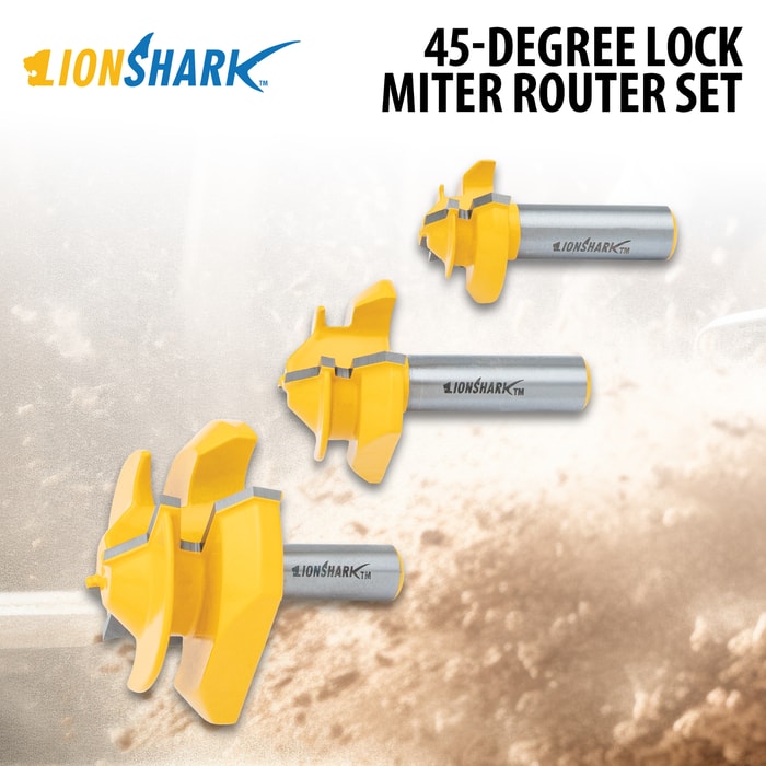 Full image of Lionshark 45-Degree Lock Miter Router Set.