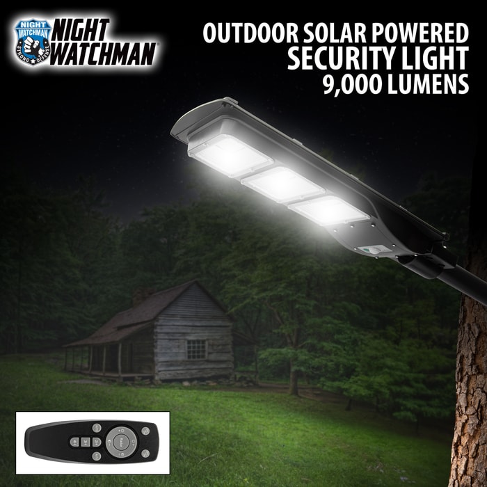 Full image of the Night Watchman Outdoor Solar Powered Security Light 9,000 Lumens.