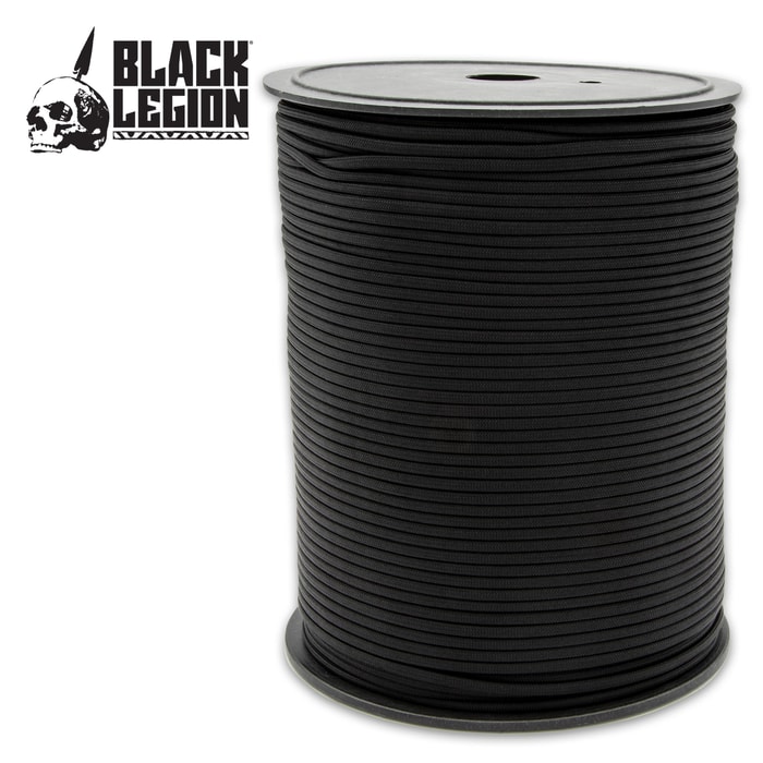 The Black Legion 1000’ Black Paracord is multi-purpose and is made for extremely versatile use