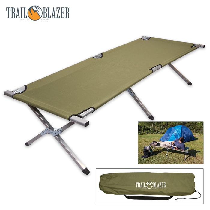 Trailblazer Heavy Duty Folding Steel Camping Cot With Carry Bag