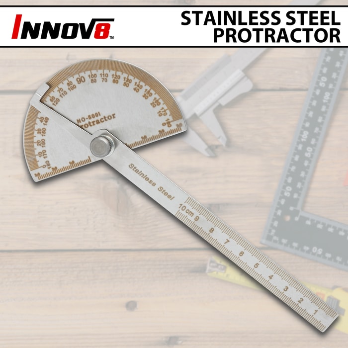 Full image of the Innov8 Stainless Steel Protractor.