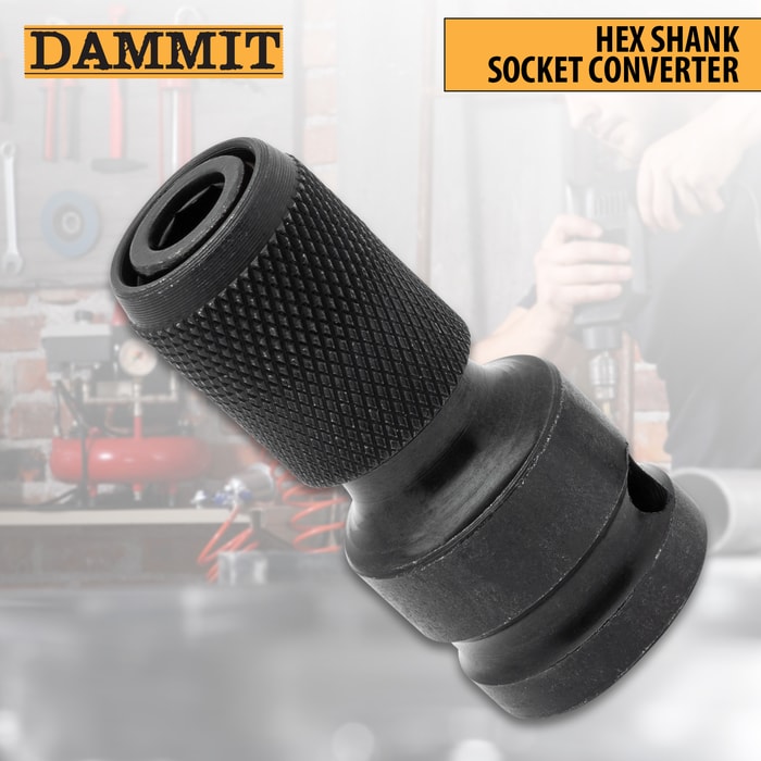Full image of the Dammit Hex Shank Socket Converter.