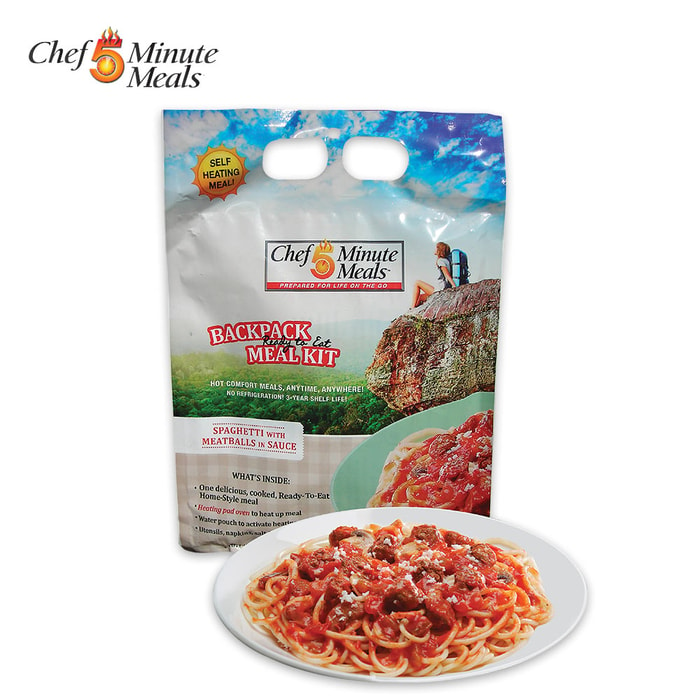Self-Heating 5-Minute Backpack Meal Kit - Spaghetti With Meatballs